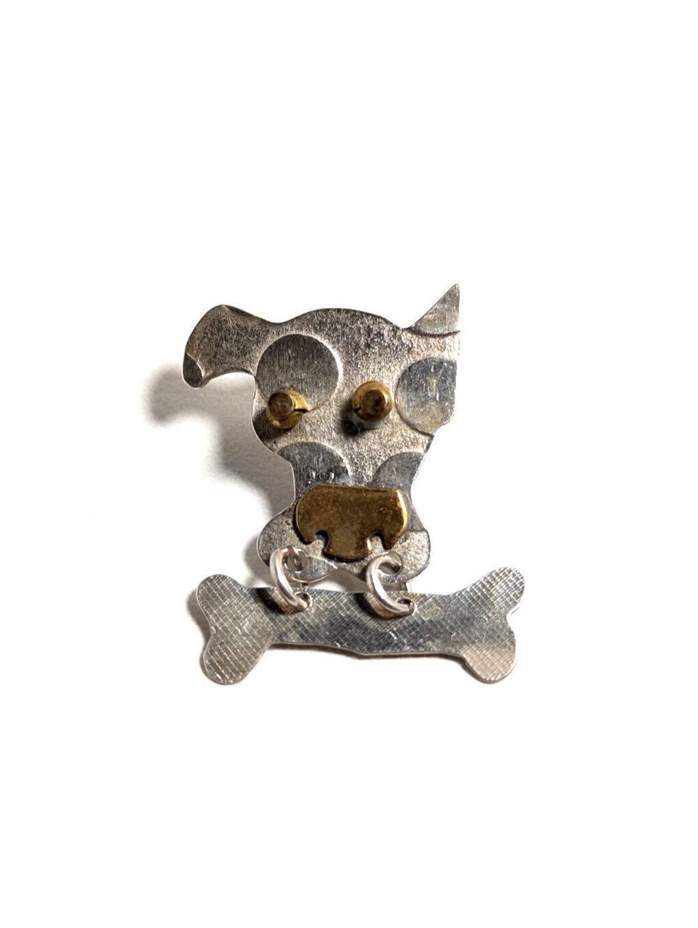 Classic Sterling Silver 925 Dog Bone Charm Figural Pet Dangle Brooch Pin 2.76g